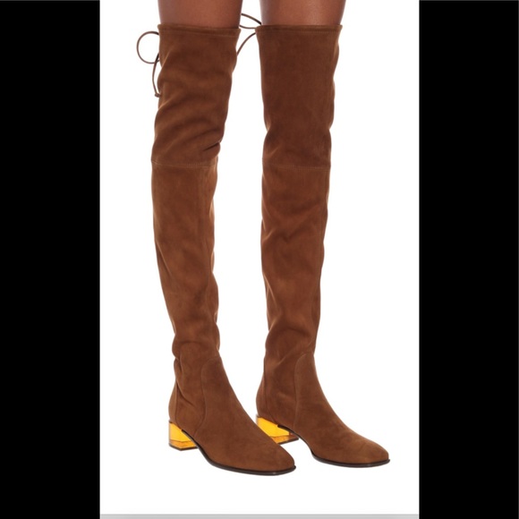 Stuart Weitzman Charlolet Coffee Stretch Suede 7.5  WORN ONE TIME w/box - Picture 11 of 11